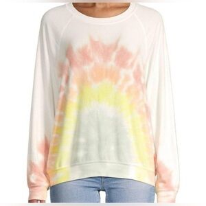 Wildfox Off-White Rainbow Dye BBJ Lightweight Cozy Comfy Sweatshirt Size Large